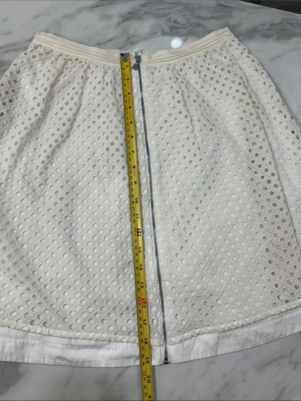 CLUB MONACO White Eyelet Lace A-Line Skirt Cotton with Front Zip Flare Size 4 - Picture 12 of 12